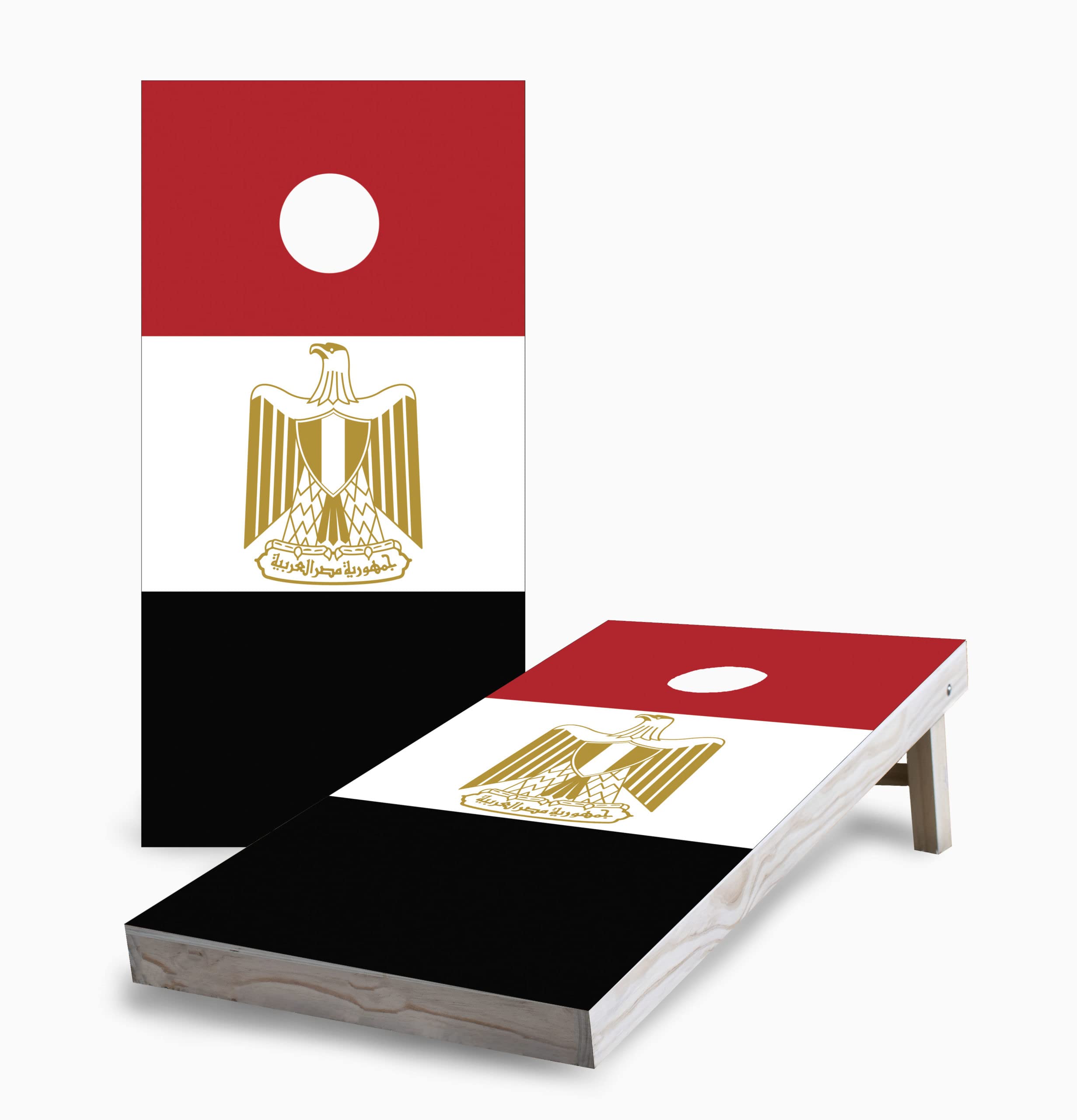Skip's Garage Egyptian Flag Corn Hole Board Set - 2 Boards, 8 Bags & Accessories - Outdoor Lawn Games for Backyard, Tailgating & Beach Parties