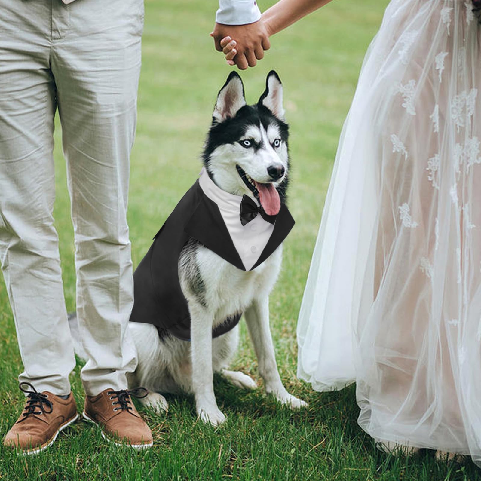 Kuoser Dog Tuxedo Suit & Bandana Set - Formal Wedding Party Attire for Medium & Large Dogs (Golden Retriever, Samoyed, Bulldog) - Perfect for Weddings, Parties & Special Occasions