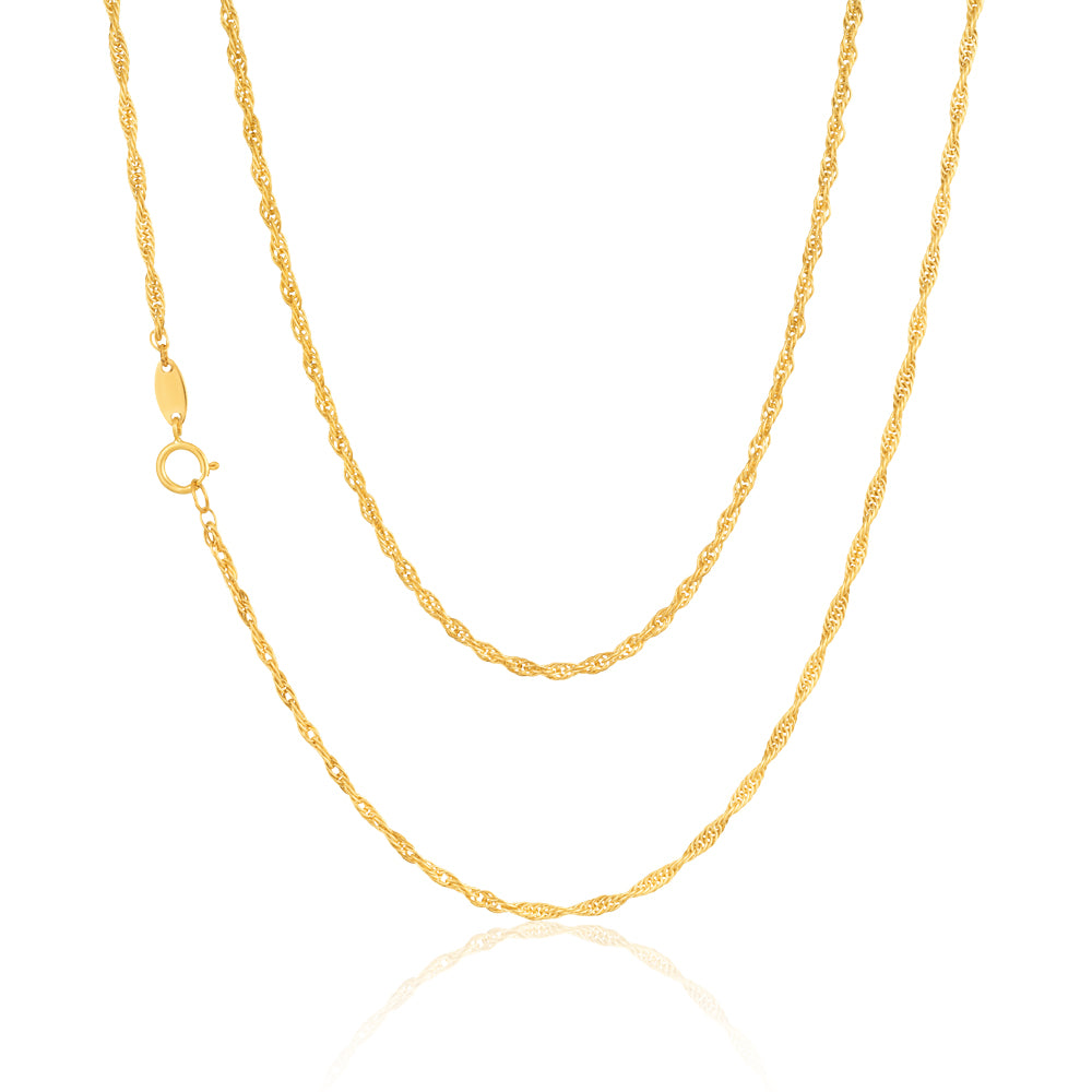 9ct Yellow Gold 45cm Rope Link Chain Necklace for Women - Elegant Layering Jewelry for Daily Wear & Special Occasions