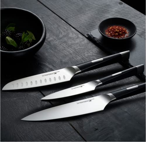 Linoroso MAKO Series 7-inch German High-Carbon Stainless Steel Chef Knife - Ultra Sharp Precision Forged Kitchen Knife with In-Drawer Knife Block - Perfect for Slicing, Dicing & Food Prep