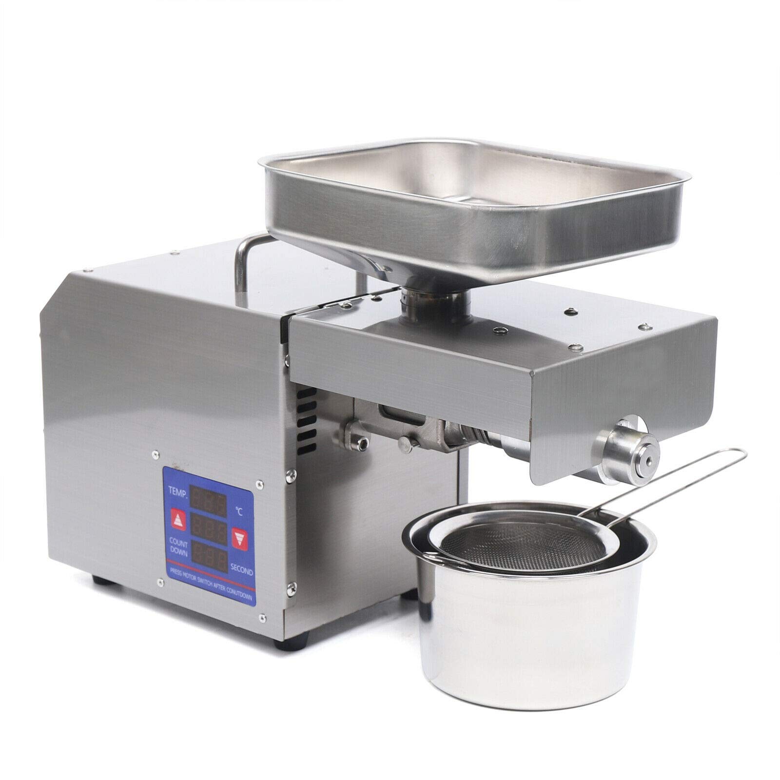 Commercial Electric Automatic Oil Press Machine - Stainless Steel Cold Press for Nuts, Seeds (Walnut, Almond, Linseed, Rapeseed, Sesame) - 110V Home & Kitchen Use - Perfect for Healthy Cooking, DIY Essential Oils & Homemade Beauty Products
