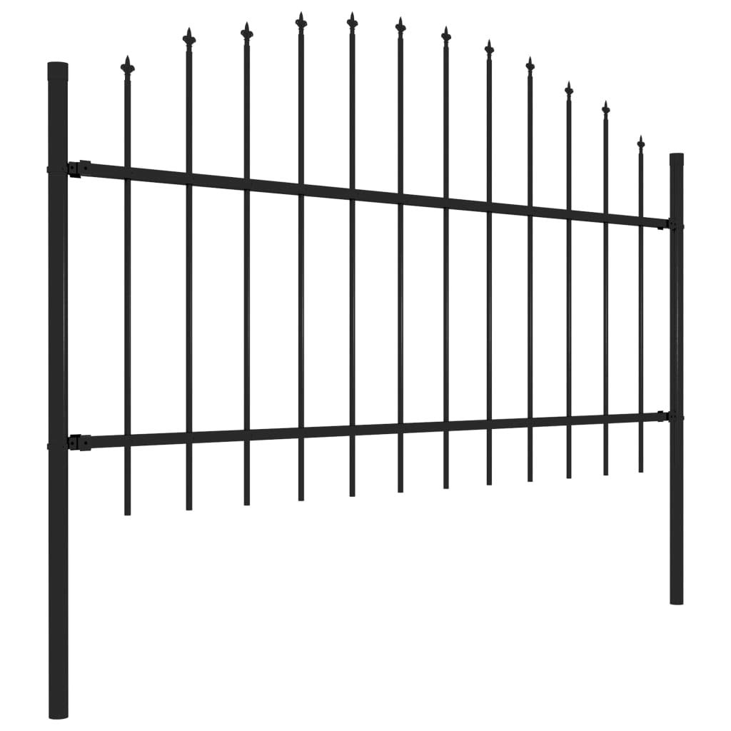 CHARMMA 5.6' Black Steel Garden Fence with Spear Top - Durable Outdoor Metal Fencing for Yard, Lawn, and Property Protection