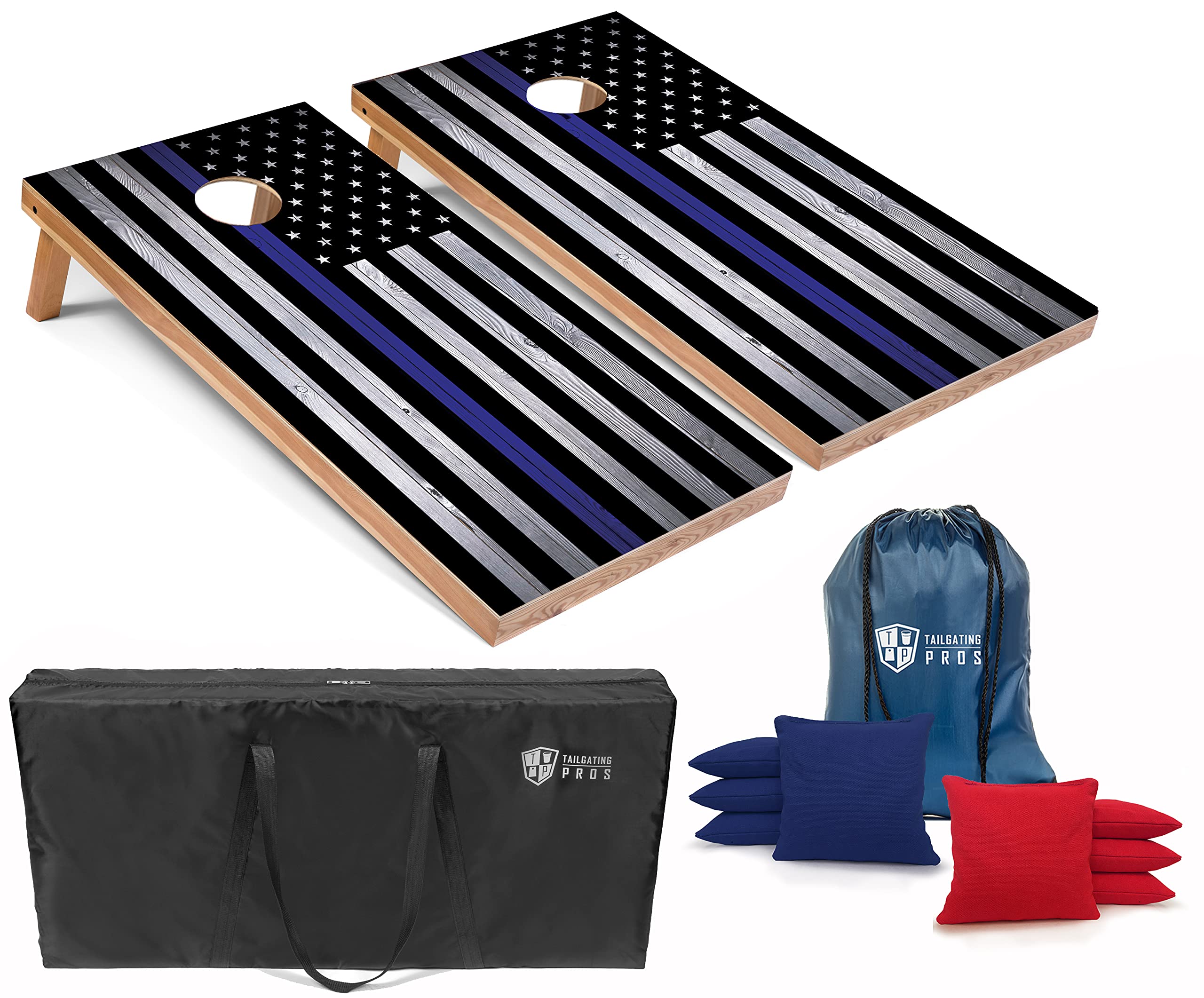 Premium Cornhole Board Set with 8 Bean Bags & Carrying Case - Regulation 4'x2' Tournament Size - Lightweight Design with Optional LED Lights for Outdoor Games, Tailgate Parties, Backyard BBQs and Family Gatherings