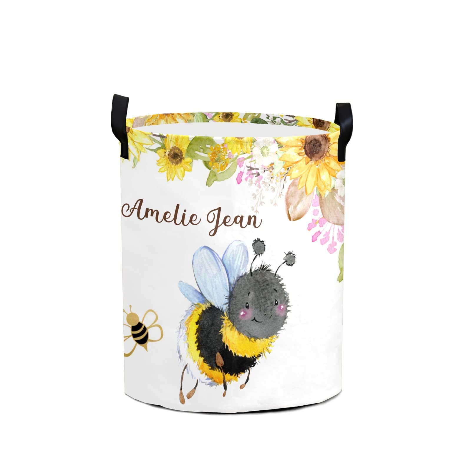 Waterproof Oxford Fabric Storage Bin - Floral Insects Bee Design for Laundry Hamper, Toy Organizer, Gift Basket | Perfect for Bedroom, Nursery & Closet Organization | Multi-Purpose Home Storage Solution