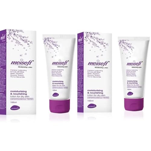 Moisoft Moisturizing Lotion 100ml (Pack of 2) - Hydrating Face & Body Cream for Dry Skin - Perfect for Daily Use, Travel & Gym Bag Essentials
