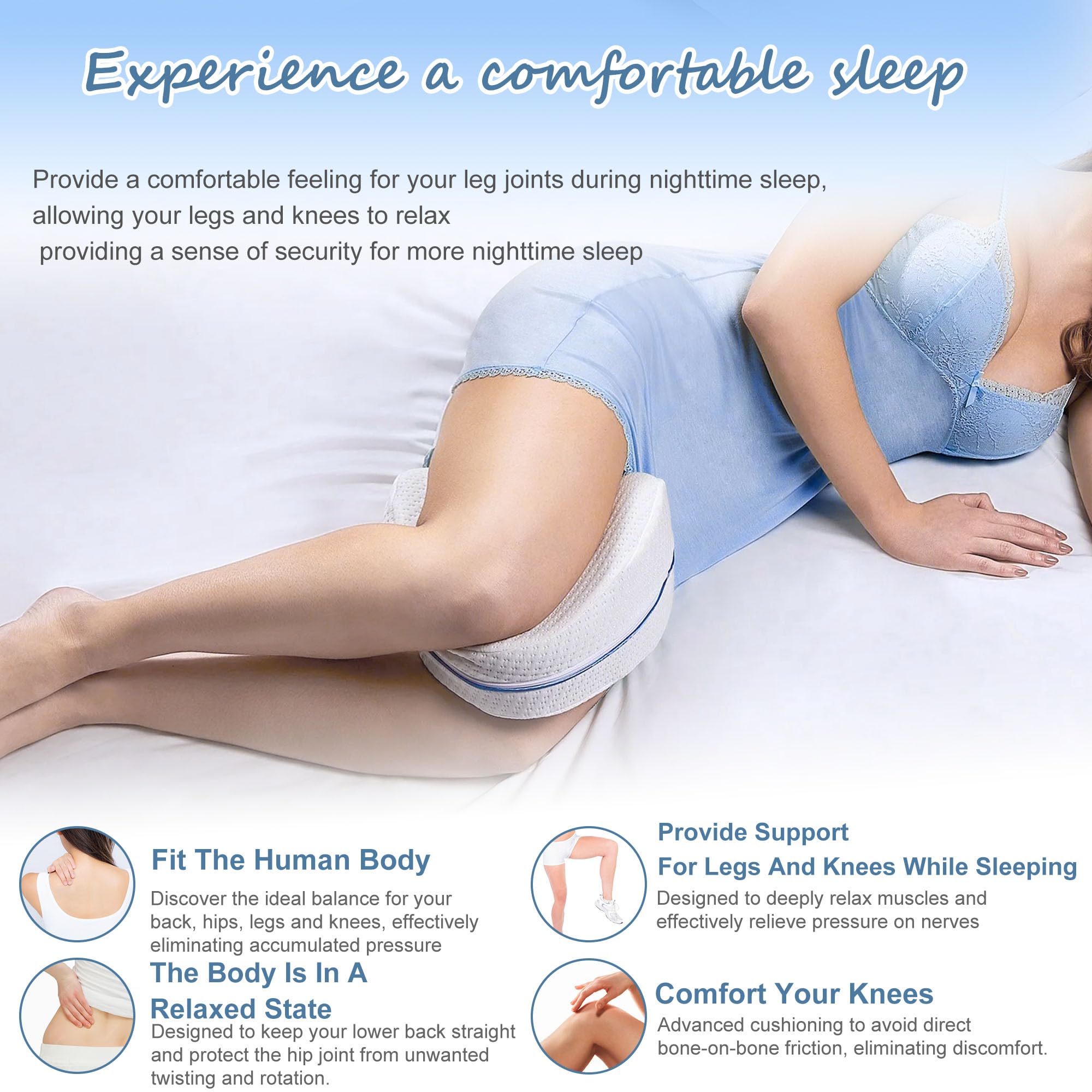 **Memory Foam Leg Pillow for Side Sleepers - Knee Support Pillow for Back, Hip & Joint Pain Relief - Comfortable Sleeping Aid for Leg Numbness & Better Sleep (Ideal for Pregnancy, Post-Surgery & Home Use)**