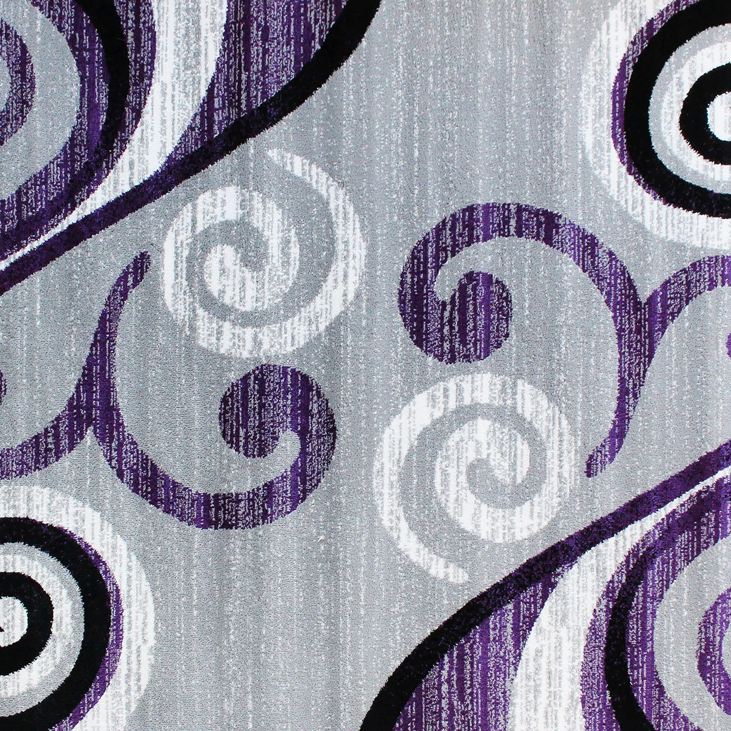 Flash Furniture Valli Collection 5' x 7' High Pile Purple Olefin Area Rug with Jute Backing - Soft Plush Living Room Carpet, Bedroom Decor, Entryway Runner - Perfect for Home, Office & Dorm Room Decor