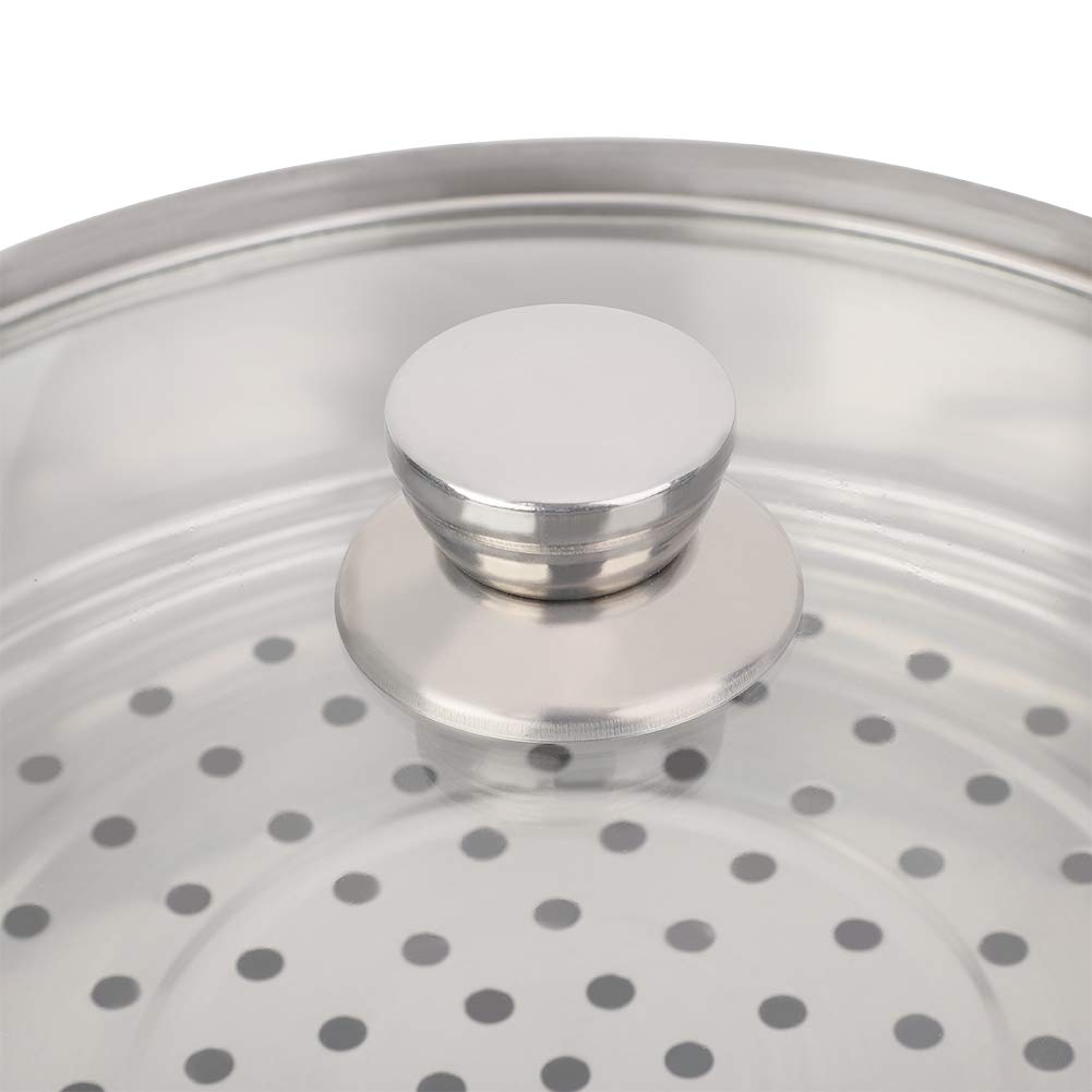 Stainless Steel Steamer Pot - 2 Layer Stackable Cookware with Heavy Duty Base | Perfect for Dumplings, Vegetables & Seafood | Kitchen Essential for Healthy Cooking