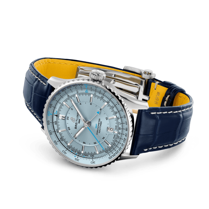 Breitling Navitimer Automatic 41 GMT Stainless Steel Men's Watch - Luxury Pilot Chronograph with Dual Time Zone - Perfect for Business Travel & Aviation Enthusiasts