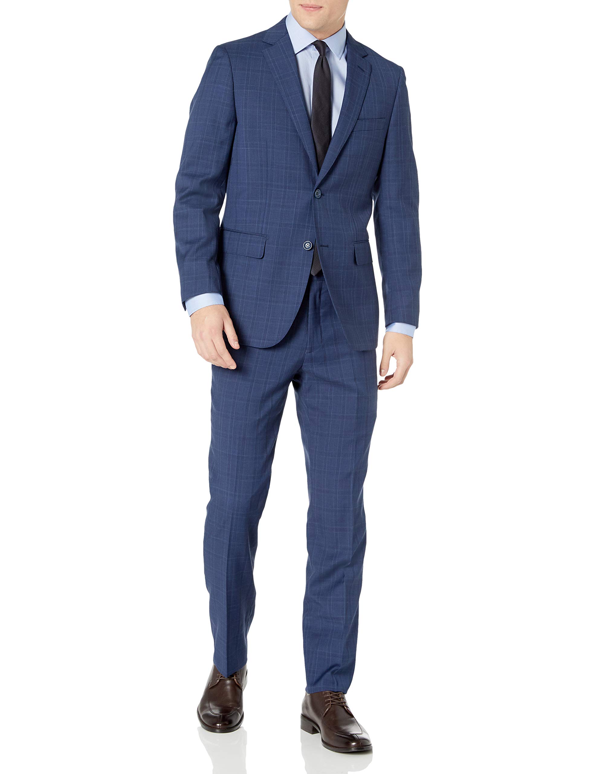 Adam Baker Men's Modern Fit 100% Wool Two-Piece Notch Lapel Suit - Premium Business Attire for Weddings, Interviews & Formal Events