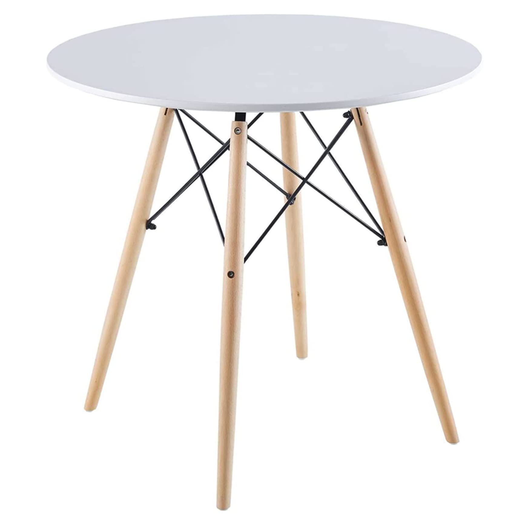 PRONOUS 31.5 Inch White Round Dining Table - Modern Circular Kitchen Table with Wooden Legs for Small Spaces | Perfect for Kitchen, Living Room, Bedroom & Breakfast Nook Decor