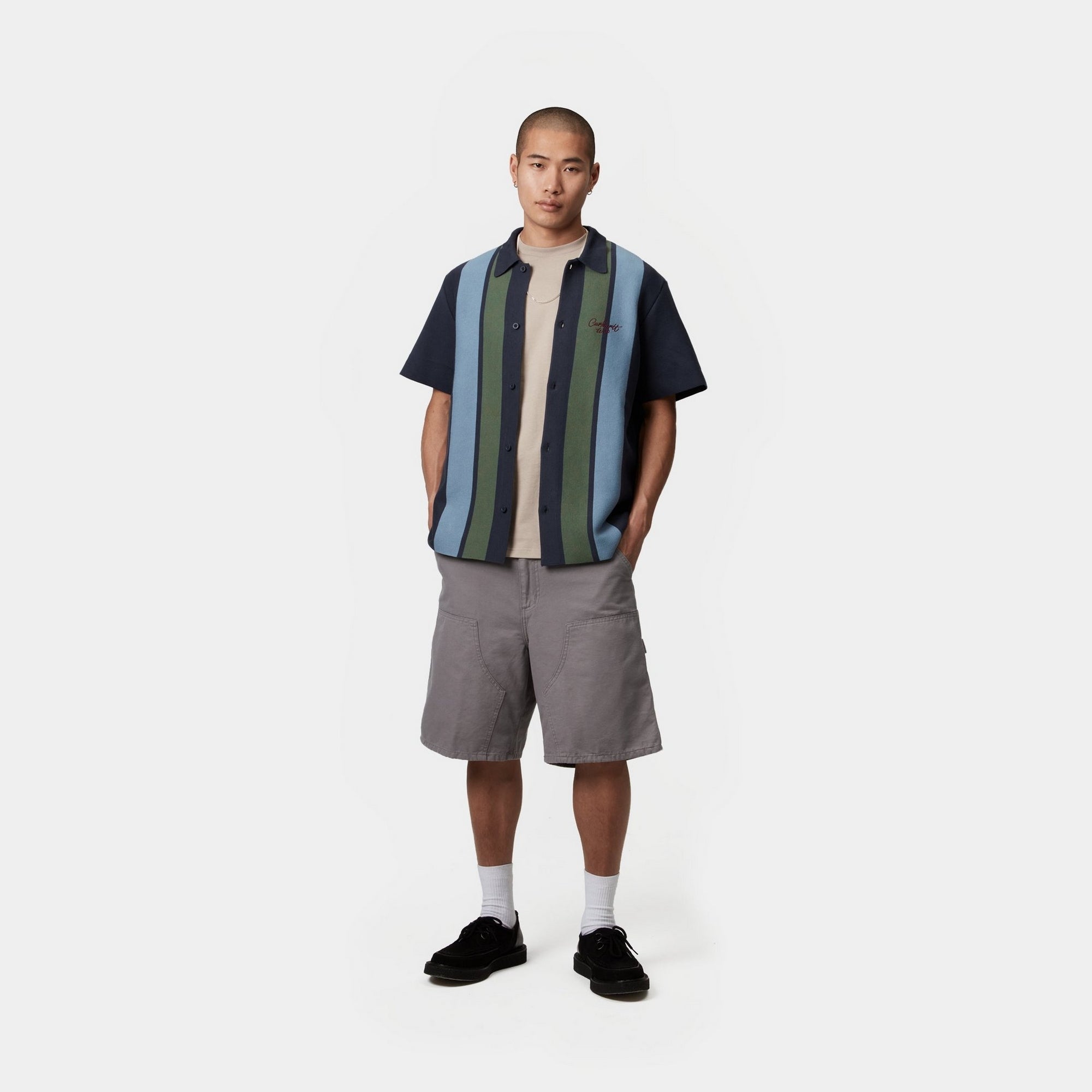Memory Knit Shirt for Men | Soft & Comfortable Ink Percy Stripe Casual Top | Perfect for Office, Travel & Everyday Wear