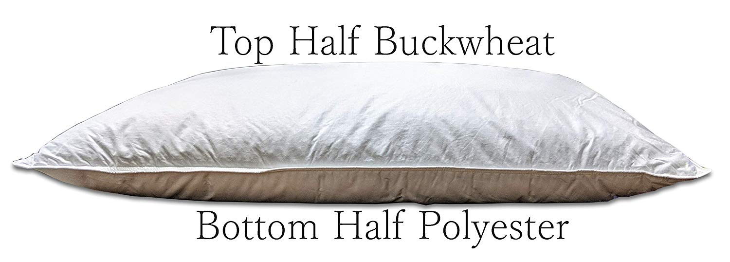 Kyoto Pillow - Half Buckwheat Half Polyester Japanese Style Pillow for Neck Support & Comfort | Perfect for Side Sleepers, Back Pain Relief & Zen Bedroom Decor