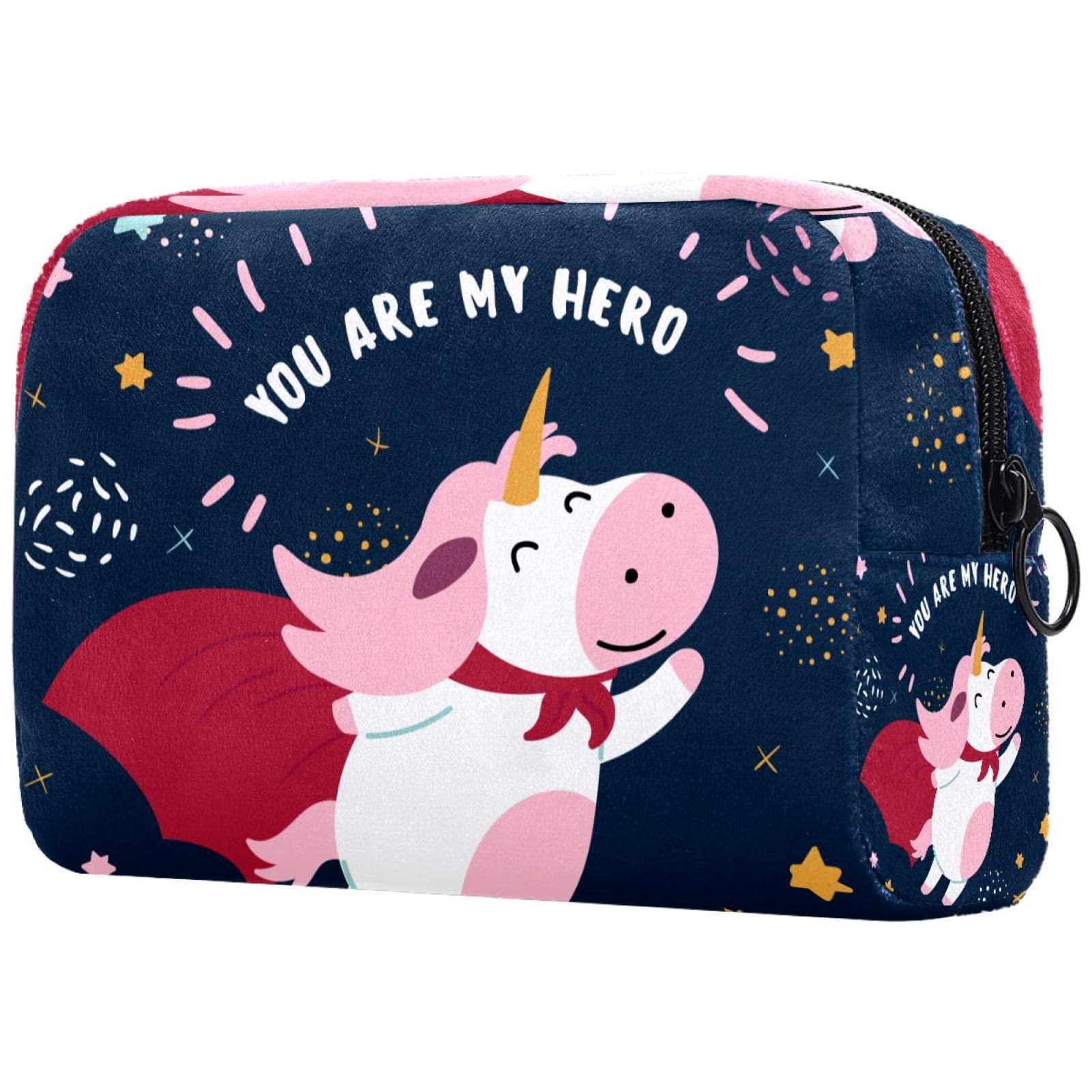 Superhero Makeup Bag - Cute Cow Design Cosmetic Organizer for Travel, Purse & Toiletries | Portable Beauty Case for Women & Teens (Perfect for Gym, Vacation & Daily Use)