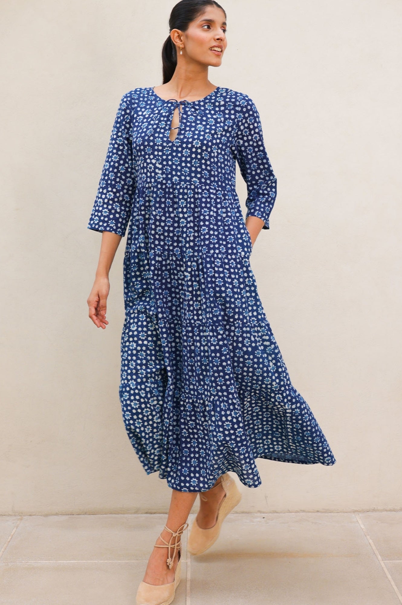 Emma Organic Cotton Dress for Women - Navy Blue | Comfortable & Breathable Summer Dress for Casual Wear, Beach, and Outdoor Activities
