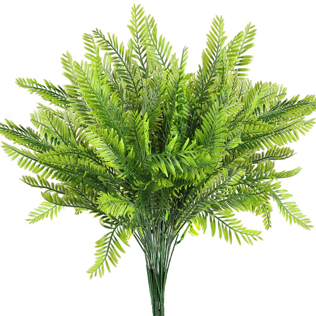 Rinlong 6Pcs Artificial Boston Fern Plants - UV Resistant Fake Greenery for Outdoor Hanging Baskets, Porch Decor, Garden & Patio Decoration - Perfect for Home, Office & Wedding Decor