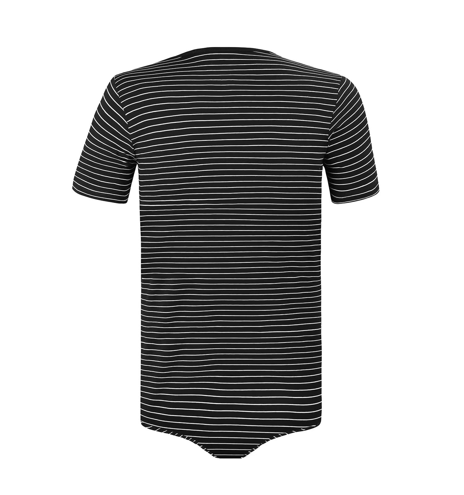Men's Short Sleeve Striped Romper Pajama - Comfortable One-Piece Sleepwear for Lounge & Home Wear - Perfect for Sleepovers, Relaxing at Home, and Summer Nights