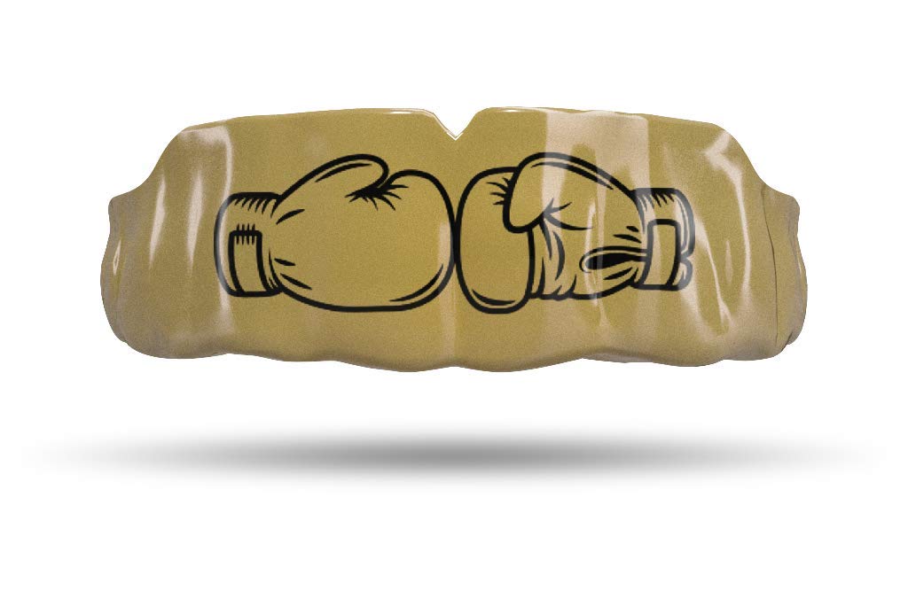 Custom Professional MMA Boxing Muay Thai Mouthguard with Gold Gloves - High Impact Protection for Fighters & Athletes - Perfect for Training, Sparring & Competition