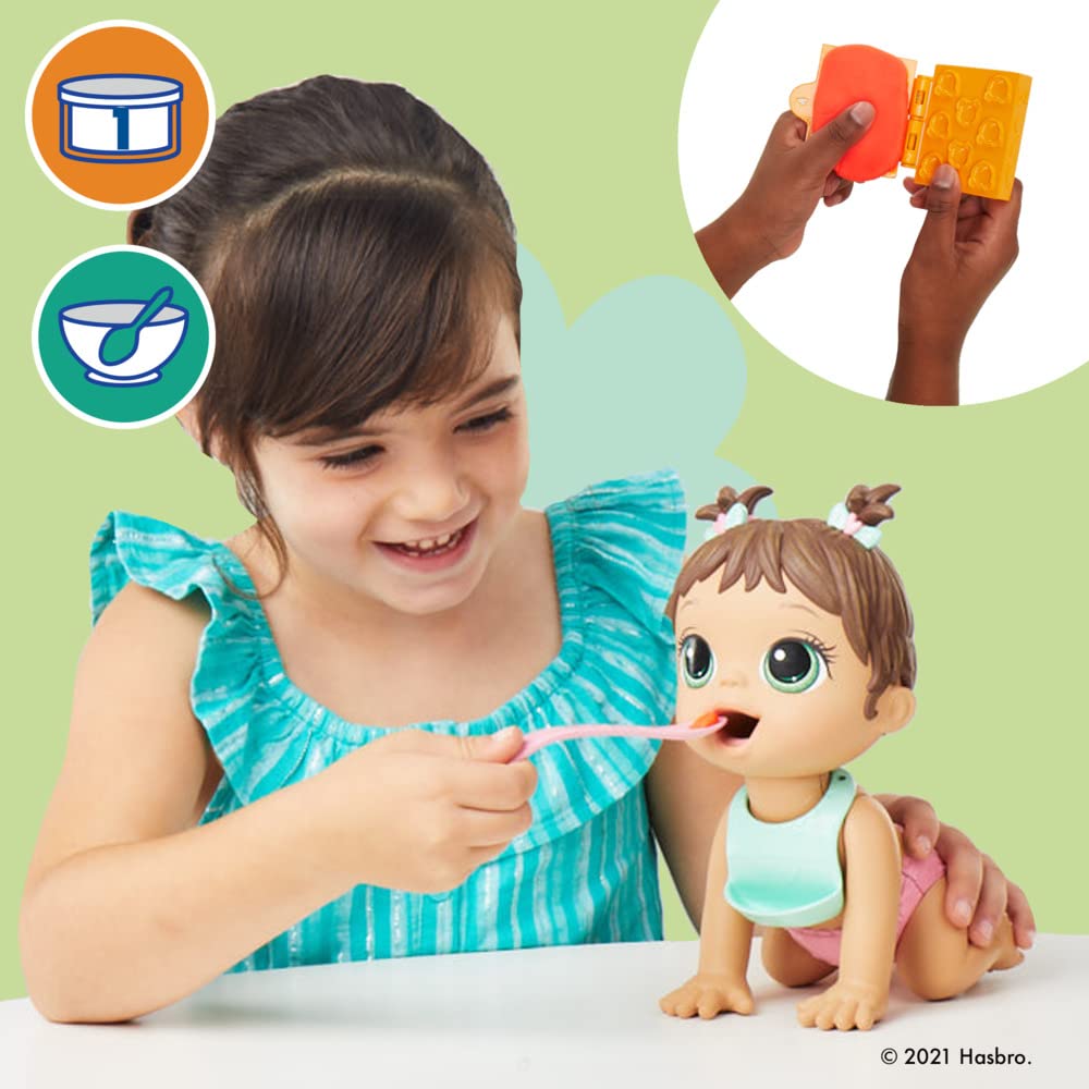 Baby Alive Lil Snacks Brown Hair Interactive Baby Doll - Fun Pretend Play Toy for Kids, Great Gift for Birthdays & Holidays | Playtime, Role-Playing, Imaginative Games