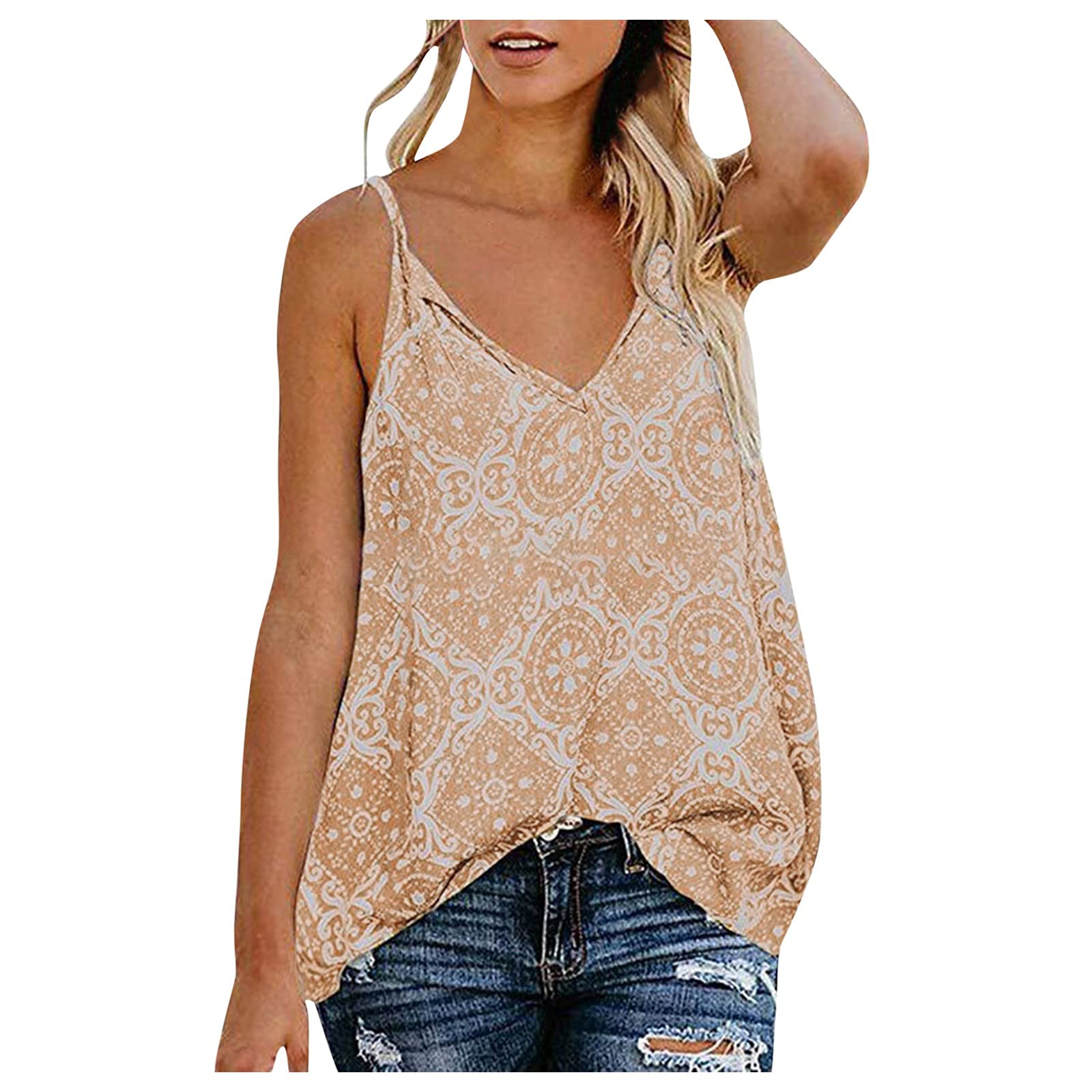 Women's Loose Fit V-Neck Button Down Tank Top - Casual Sleeveless Blouse for Summer, Beach, and Office Wear