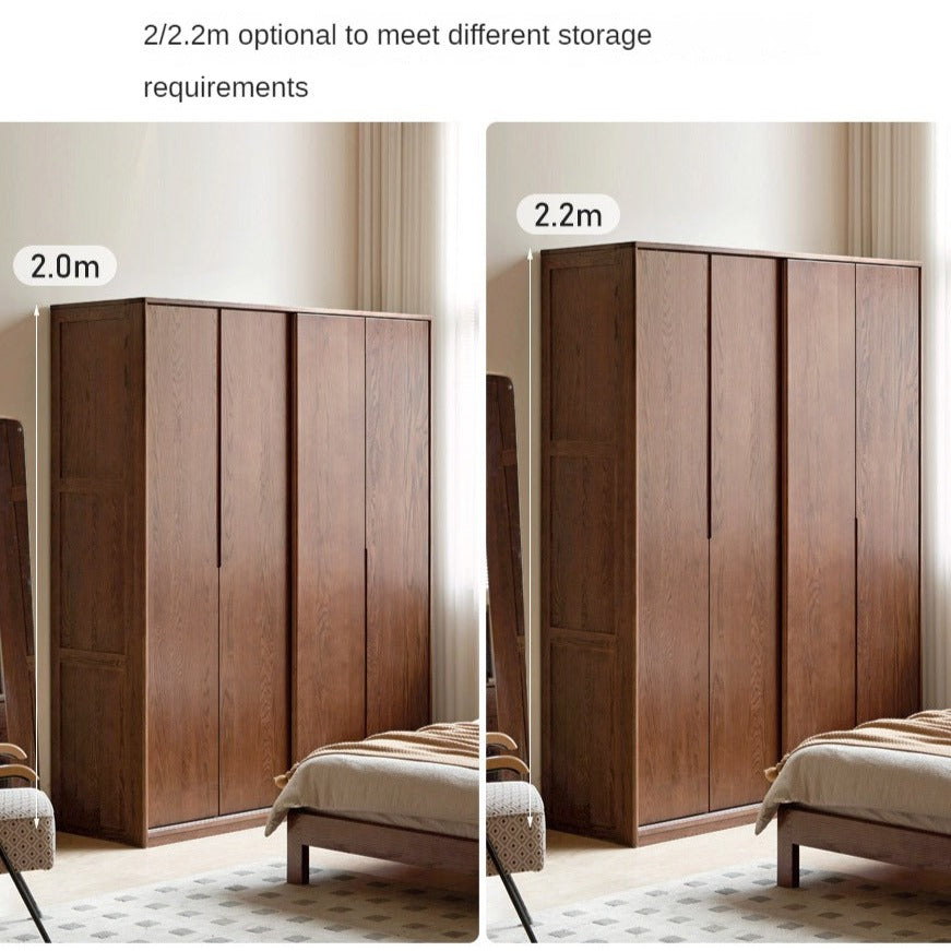 Solid Oak Wood Sliding Door Wardrobe Closet - Modern & Spacious Storage for Bedroom, Walk-In Closet, or Living Room Organization