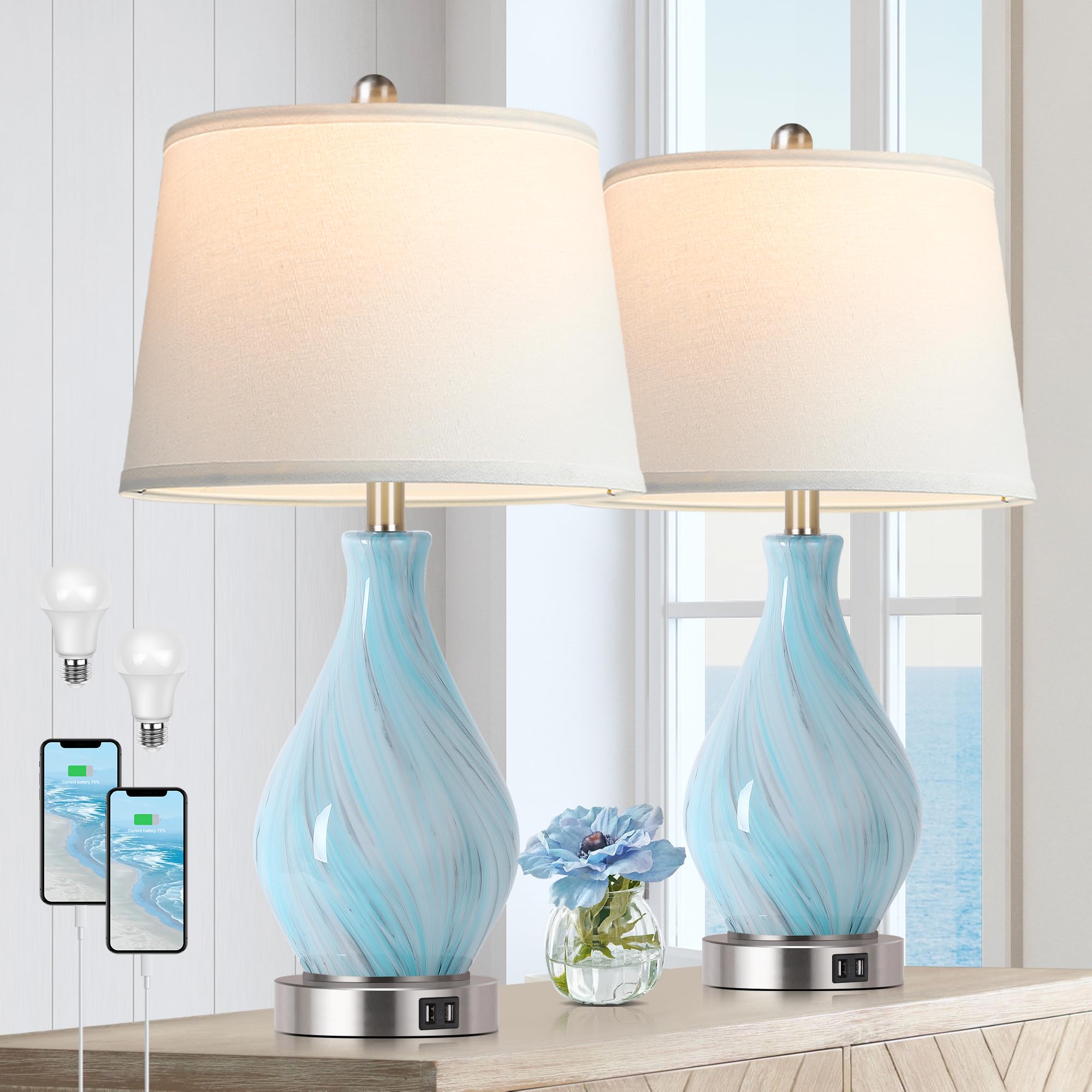 Modern Touch Control Accent Table Lamp Set of 2 - 22
