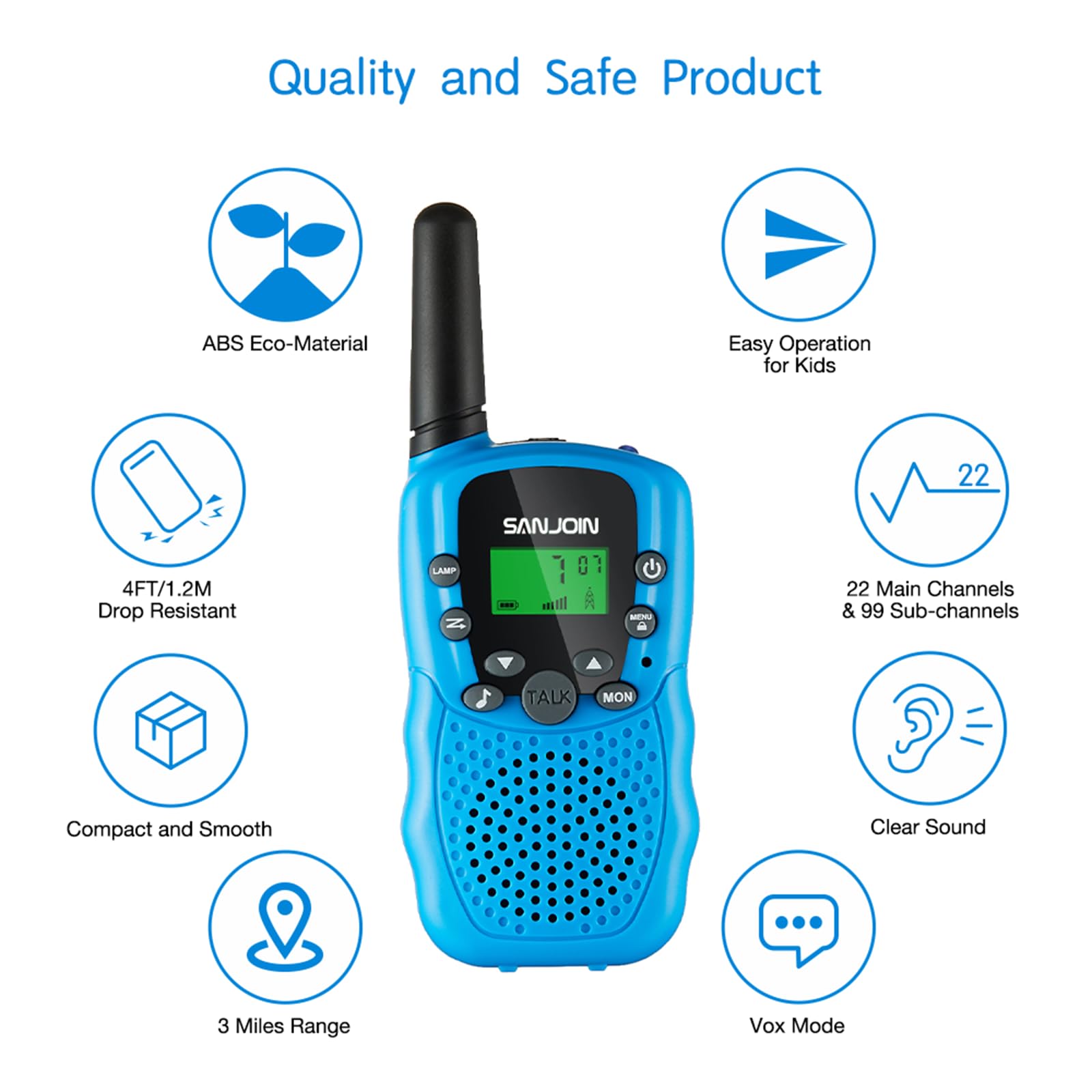 Kids Walkie Talkies - 3 Pack (Blue, Pink, Yellow) with 3 Miles Range - Best Toys for Boys & Girls Ages 4-8 - Perfect for Camping, Outdoor Adventures & Birthday Gifts (Ideal for 3-7 Year Olds)