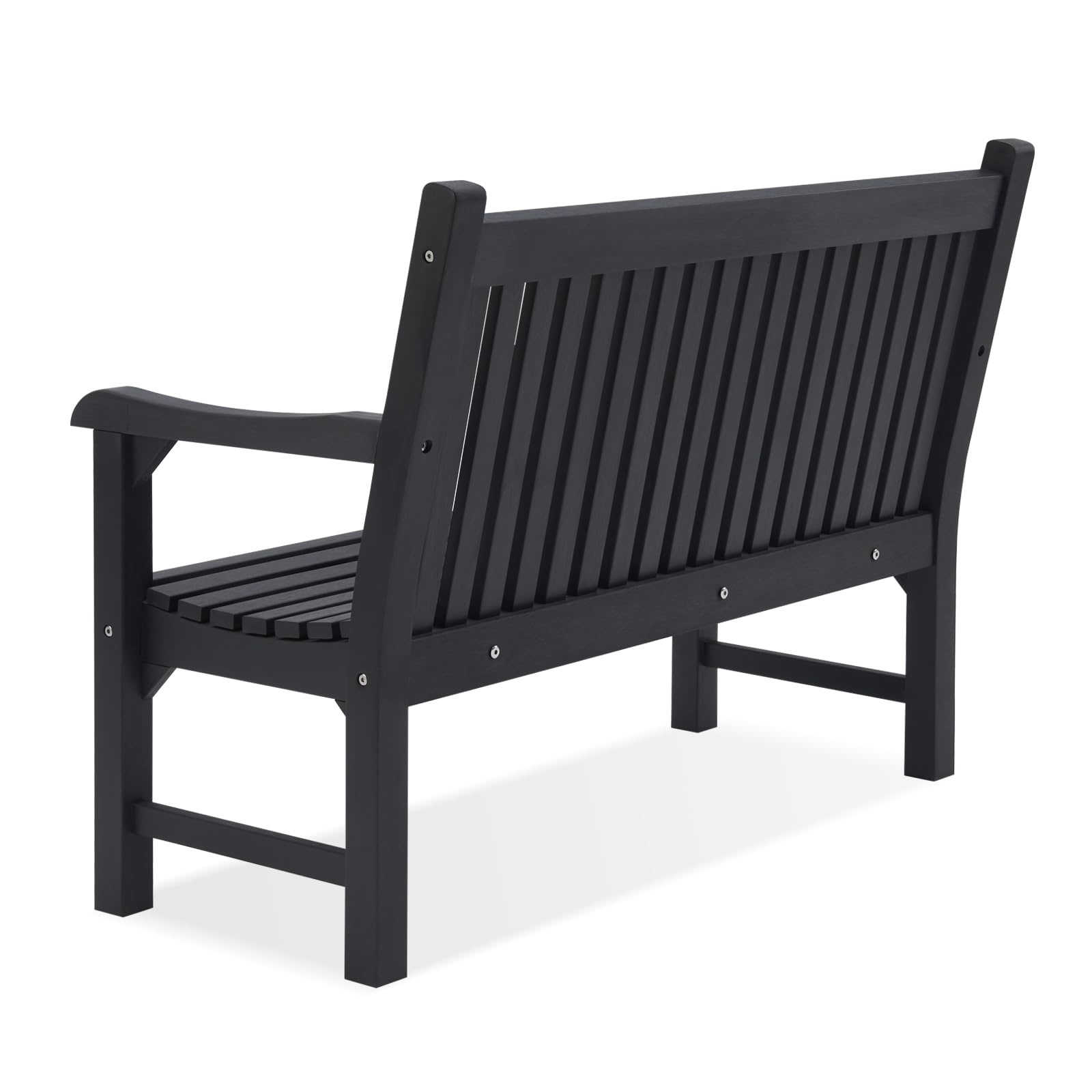 Psilvam 2-Person Poly Lumber Garden Bench - Weatherproof Outdoor Patio Bench That Never Rots - Perfect for Gardens, Porches & Parks - Durable Memorial Bench (Black) - Ideal for Relaxing in Your Backyard or as a Thoughtful Gift