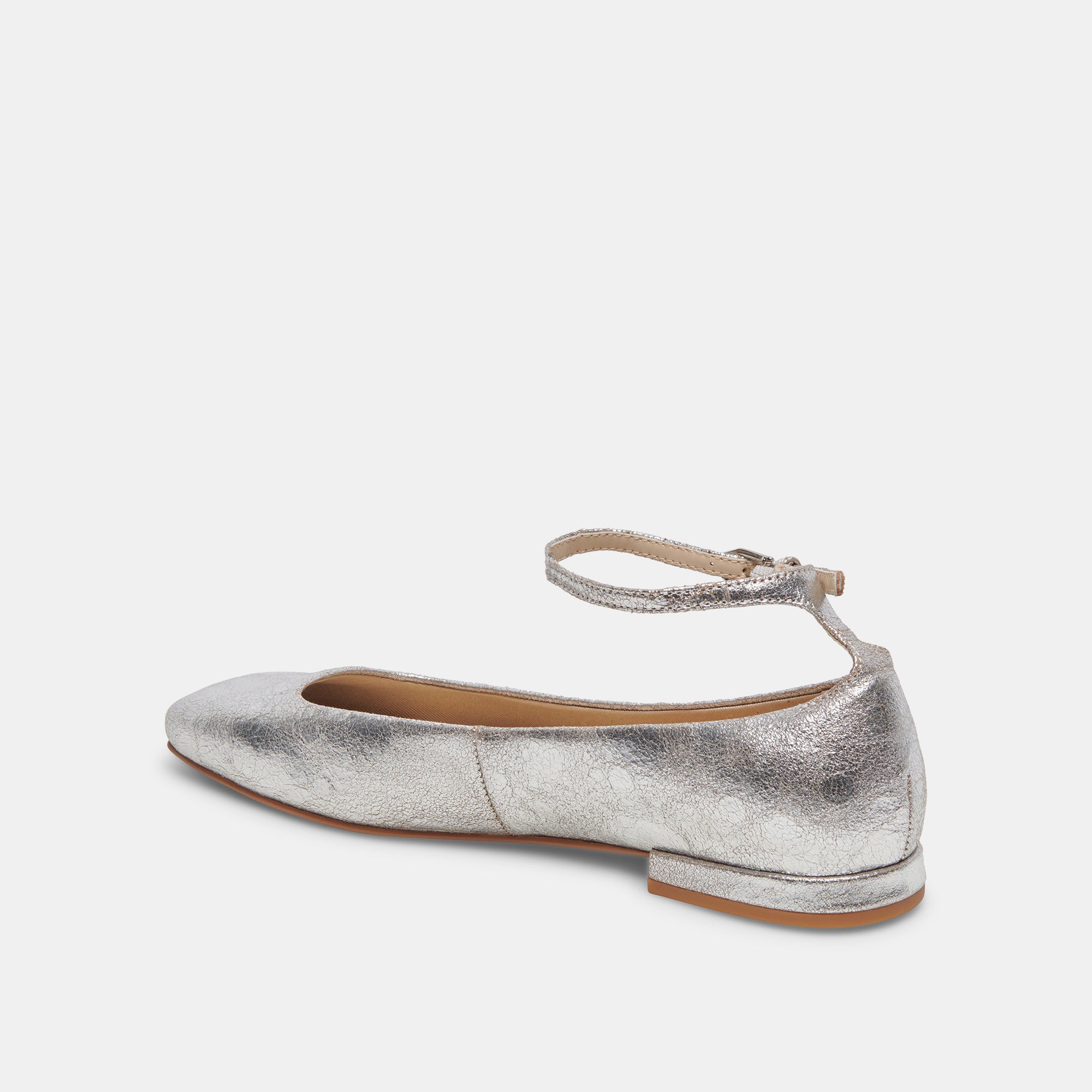 ASHYA Women's Ballet Flats - Silver Distressed Leather Loafers for Women | Comfortable Slip-On Shoes for Work, Travel & Casual Wear