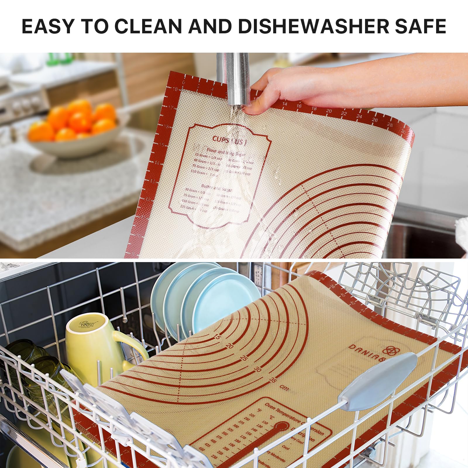 26x16 Inch Extra Thick Non-Slip Silicone Baking Mat with Measurement Marks - Reusable Cookie Sheet for Baking Bread, Pastry & Cookies | Perfect for Oven, Countertop & Kitchen Prep