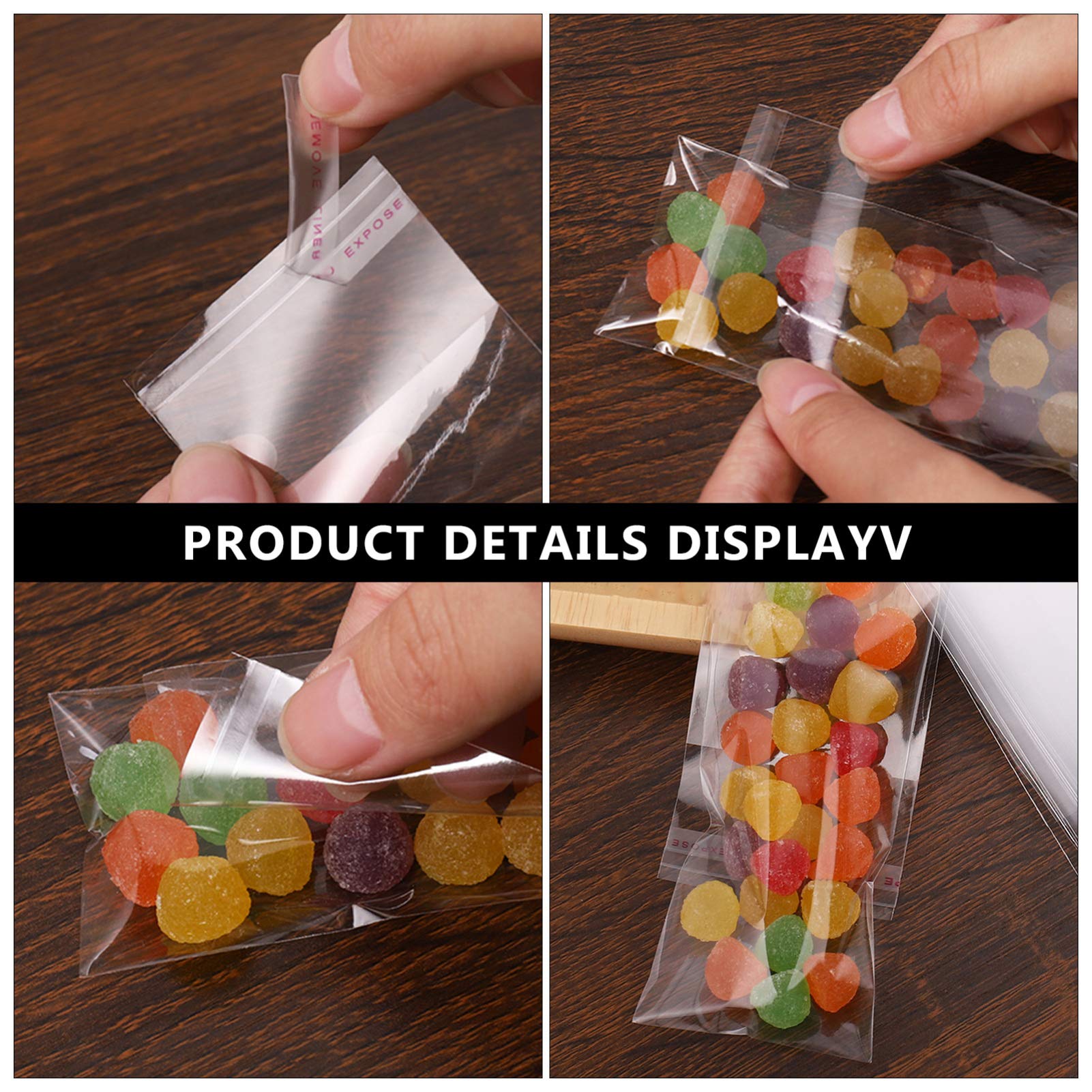 VOSAREA 200pcs Clear Self-Sealing Cello Bags - Plastic Candy Treat Bags for Bakery, Cookies, Candles, Gifts | Christmas, Halloween Party Favors & Wedding Candy Wraps - Perfect for Bulk Packaging & Small Business Retail