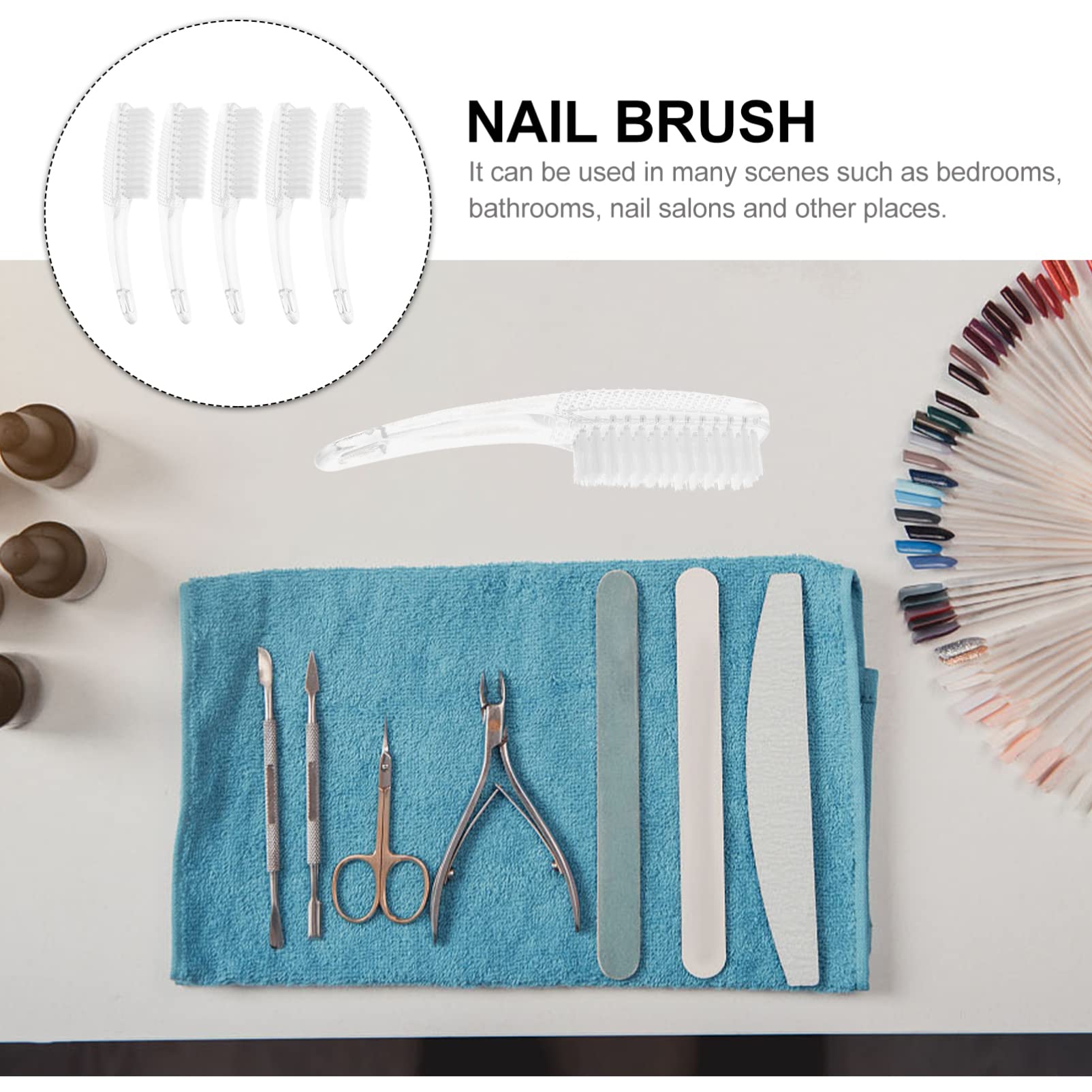 SHERCHPRY 5Pcs Toe Nail Brush Set - Stiff Bristle Nail Scrub Brush for Manicure, Pedicure & Shoe Cleaning - Professional Nail Design Tools & Nylon Clothing Accessories - Perfect for Home Salon, Spa & Foot Care Routine