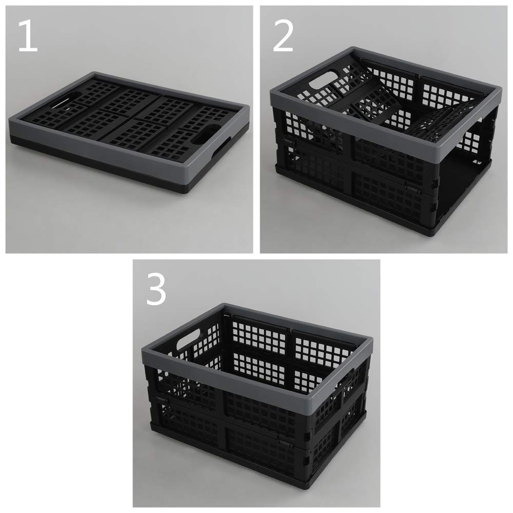 Pekky 16 Quart Stackable Collapsible Plastic Milk Crates - 2 Pack (13.5