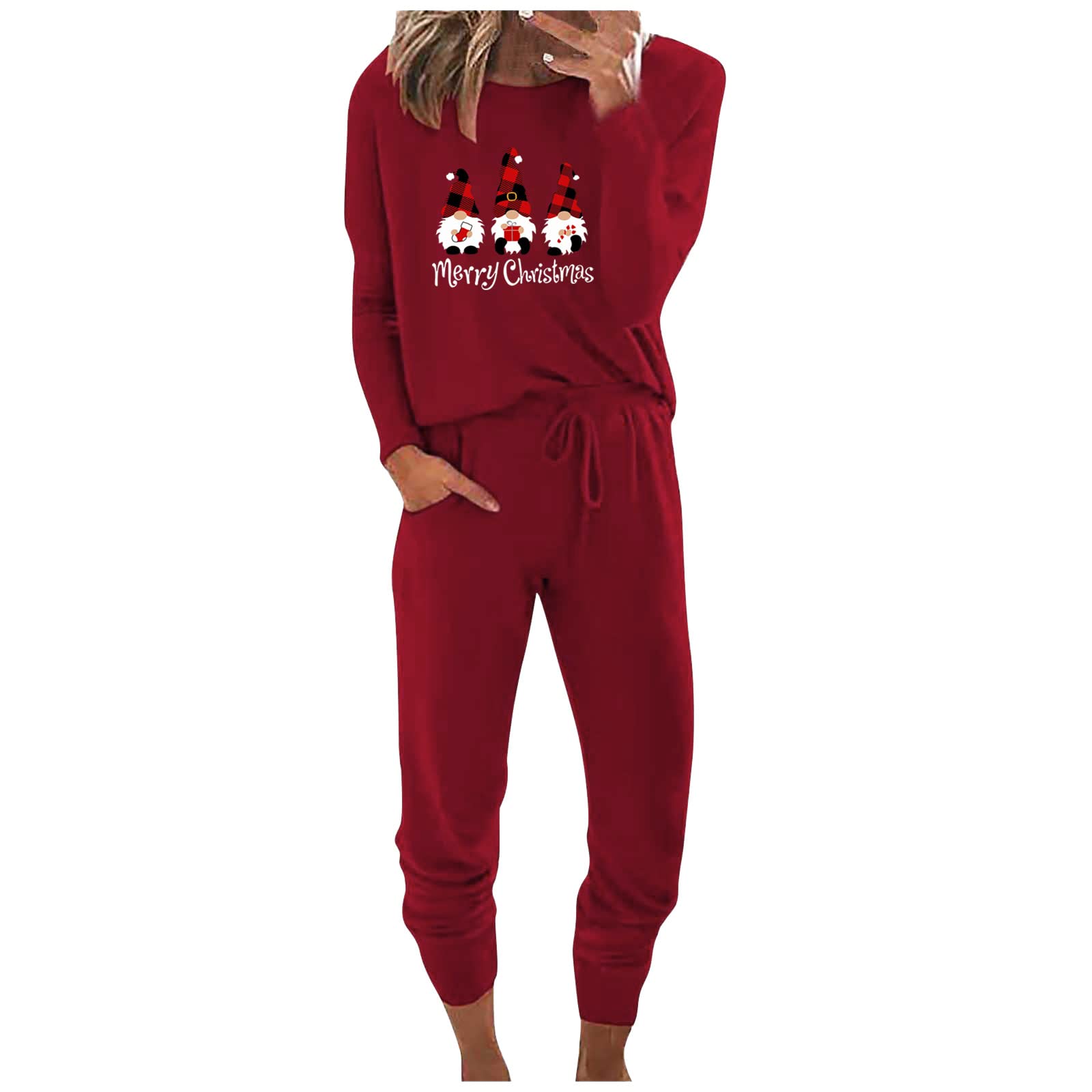 Women's 2-Piece Sweatsuit Set - Cozy Christmas Lounge Outfit & Jogging Tracksuit | Perfect for Holiday Gifts, Relaxing at Home, and Casual Workouts