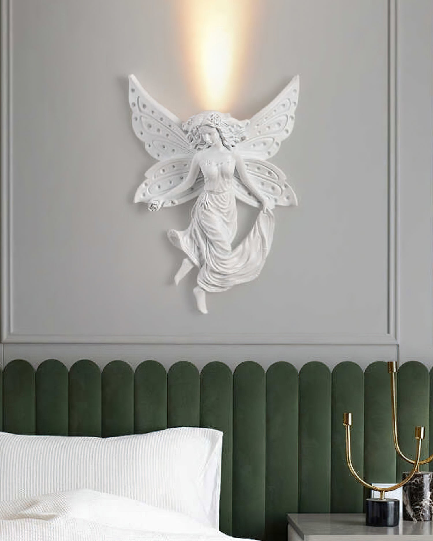 Angel Resin Wall Lamp - Elegant Decorative Lighting for Bedroom, Living Room & Hallway - Perfect for Home Decor & Ambient Lighting