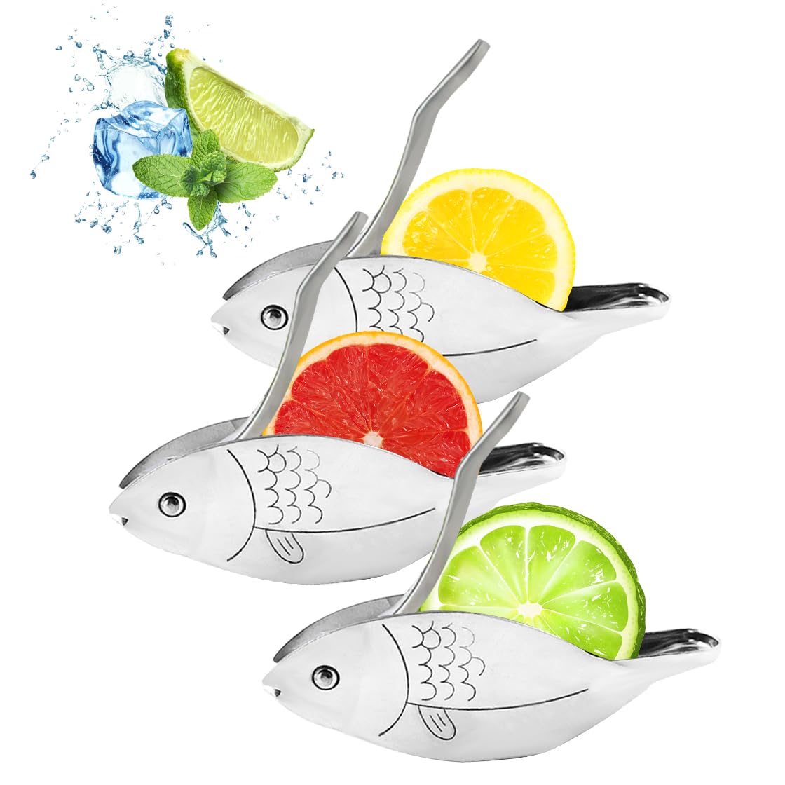 3pcs Fish-Shaped Manual Lemon Juicer - Hand Press Citrus Squeezer for Orange, Lime, Pomegranate - Portable Kitchen Tool for Cocktails, Salad Dressings & Fresh Juice Making