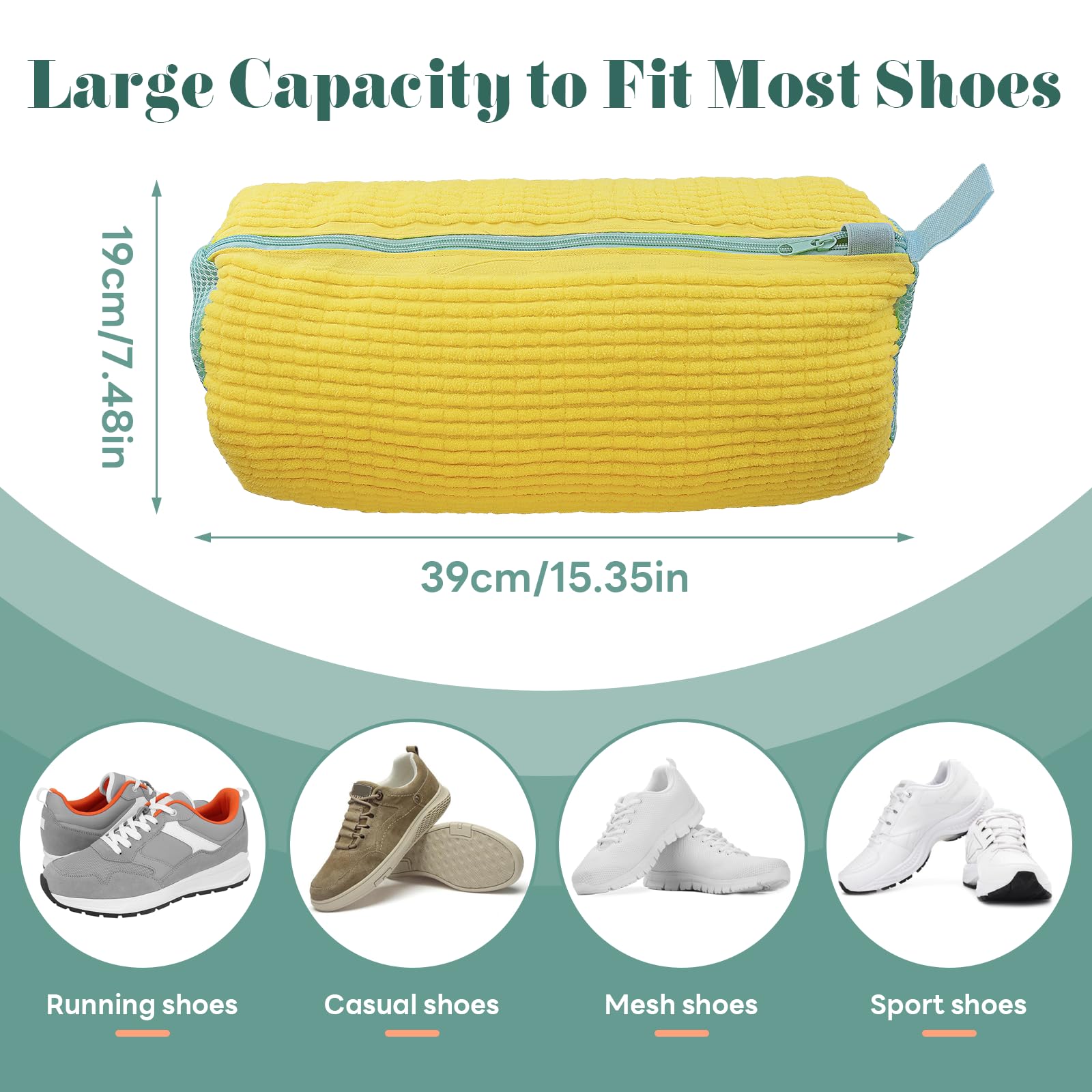 Reusable Shoe Washing Bags for Washing Machine & Dryer - Durable Laundry Mesh Bags for Sneakers, Running Shoes & All Shoe Sizes (2 Pack) - Perfect for Gym, Travel & Sports Gear Protection