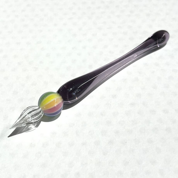 Japanese Glass Dip Pen - Rainbow Ball & Light Purple Colors - Perfect Calligraphy & Handwriting Tool - Ideal Gift for Writers, Artists & Stationery Lovers - Great for Journaling, Letter Writing & Creative Projects