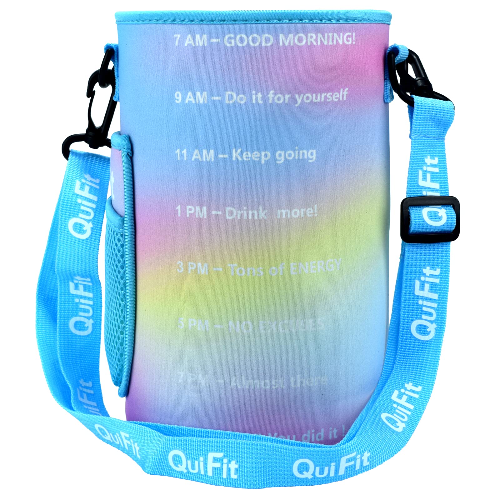 QuiFit Sports Gallon Water Bottle Sleeve Carrier with Adjustable Shoulder Strap - Compatible with 128oz & 64oz Tritan Water Bottles (Bottle Not Included) - Perfect for Gym, Hiking, Camping & Outdoor Activities