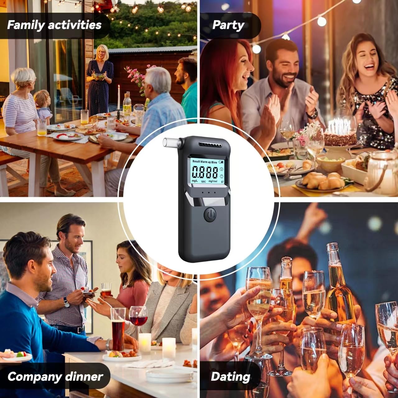 Professional-Grade Breathalyzer with LCD Display - Accurate Alcohol Tester for Personal & Professional Use - Portable BAC Tester with 20 Reusable Mouthpieces - Perfect for Home, Parties, Workplace Safety & DUI Prevention