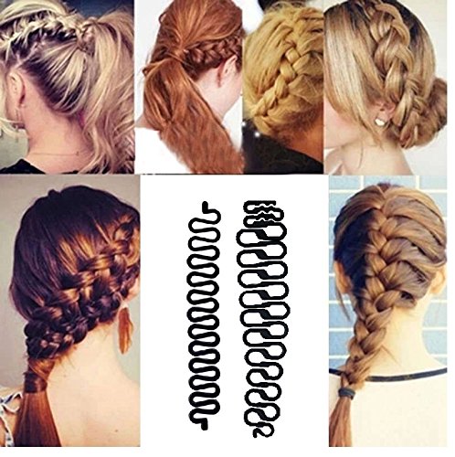 2-Pack French Hair Braid Tool - Magic Twist Styling Holder Clip Roller Hook for Easy DIY Hairstyles (Black) | Perfect for Parties, Weddings & Everyday Styling