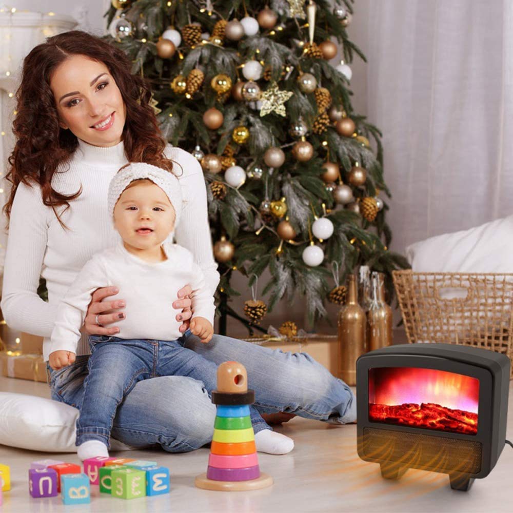 Portable Electric Fireplace Heater - Freestanding LED Flame with Thermostat, 3D Realistic Log Effect & Overheat Protection - Perfect for Bedroom, Living Room & Office Warmth