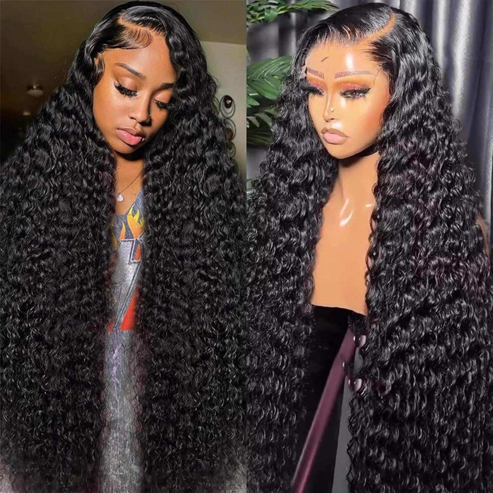 30 Inch Deep Wave Lace Front Wigs Human Hair 13x4 HD Transparent Lace - Pre Plucked 180% Density Deep Curly Human Hair Wig with Baby Hair for Women | Natural Look for Daily Wear, Parties & Special Occasions