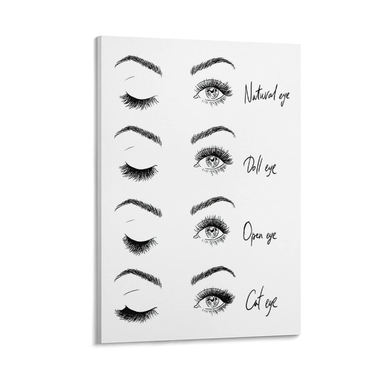 HKFFA Eyelashes Print Makeup Wall Art - Fashion Canvas Poster for Esthetician Gifts, Salon Decor & Lash Studio Aesthetics - Perfect for Beauty Shops, Spa Rooms and Home Decor