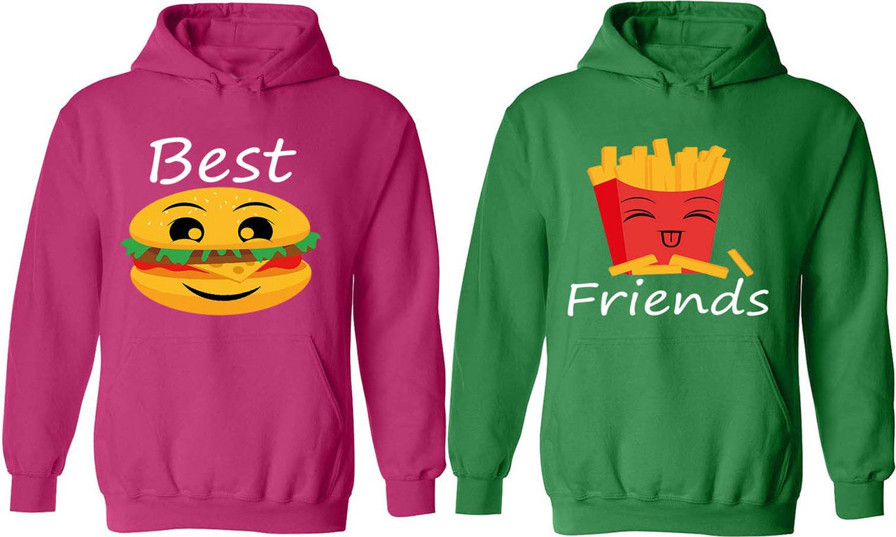 Burger and French Fries Matching Couple Hoodies - Best Friend Forever Sweaters for Casual Outings and Cozy Nights