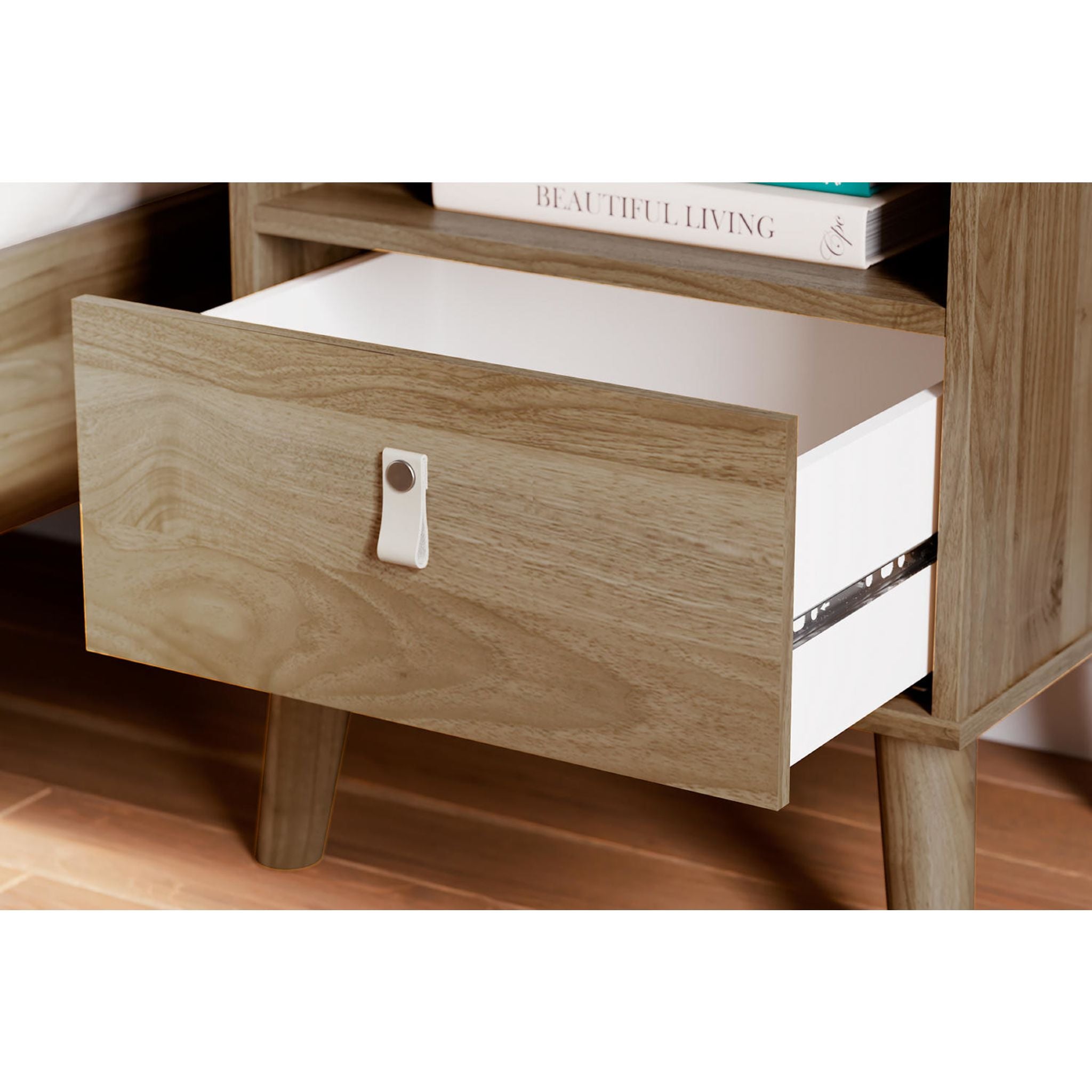 Aprilyn Nightstand with Honey Finish - Modern Bedside Table for Bedroom, Living Room, or Office - Perfect for Storage and Decor