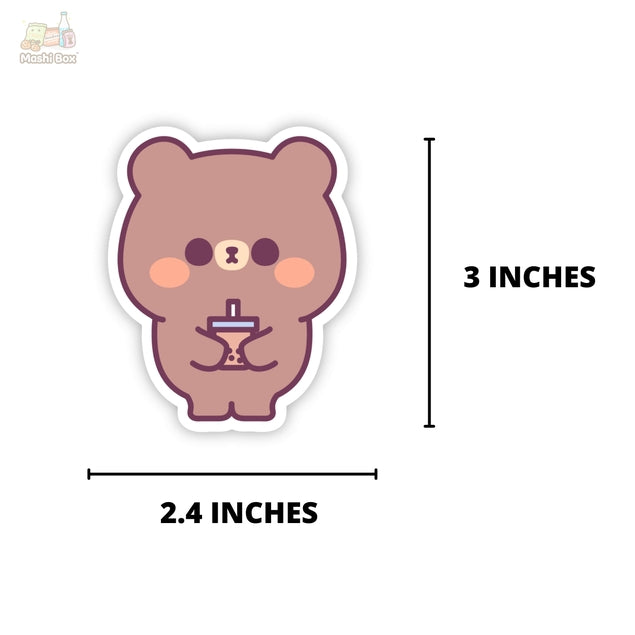 Boba Bear Waterproof Vinyl Sticker - Durable Decal for Laptops, Water Bottles & DIY Crafts - Cute Kawaii Stickers for Scrapbooking, Journals & Phone Cases