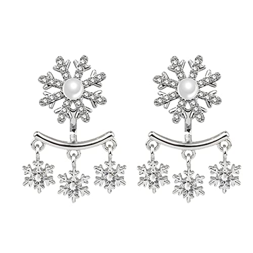 Zirconia Snowflake Hoop Earrings for Women - 18K Gold Plated & Sterling Silver Options - Elegant Winter Jewelry Gift for Christmas Parties & Special Occasions