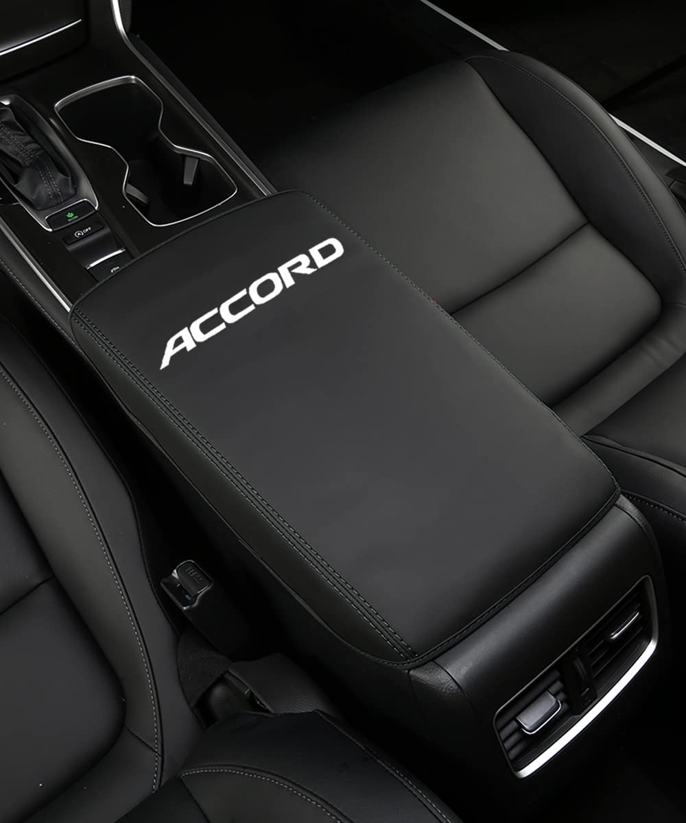 Premium Leather Center Console Armrest Cover for Honda Accord 10th Gen (2018-2022) - Black Line Interior Accessory - Protects & Enhances Car Interior for Comfort & Style