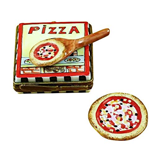 Authentic Limoges Porcelain Pizza Box Figurine from France - Handcrafted Collectible for Home Decor & Gift Giving
